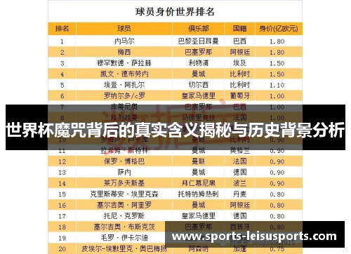 世界杯魔咒背后的真实含义揭秘与历史背景分析