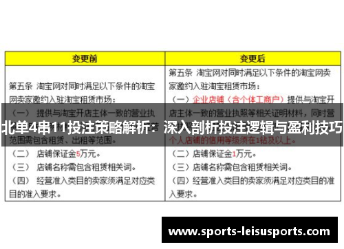 北单4串11投注策略解析：深入剖析投注逻辑与盈利技巧